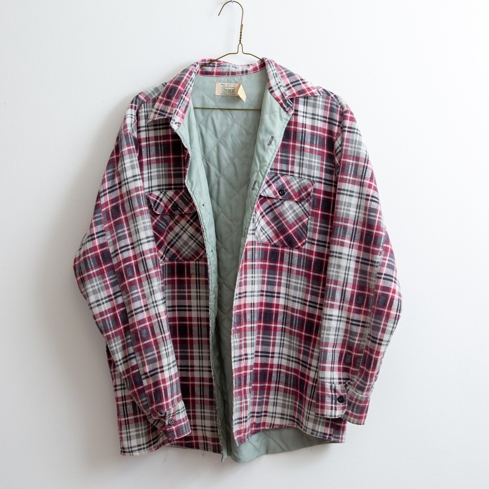 70s Vintage Quilted Flannel Shirt Jacket